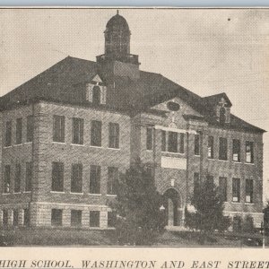 1906 UDB Sigourney, IA High School Washington East Street Litho Photo Cheap A188