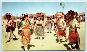NEW MEXICO ~ Native American CEREMONIAL DANCERS c1950s Plastichrome Postcard