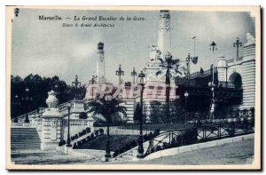 Old Postcard Marseille the great staircase of the Gare Senes and Arnal Archit...