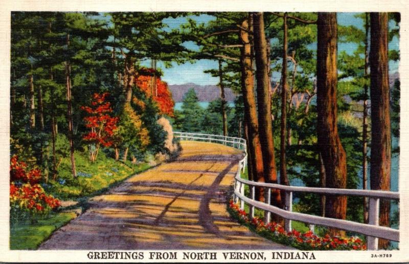 Indiana Greetings From North Vernon 1934 Curteich