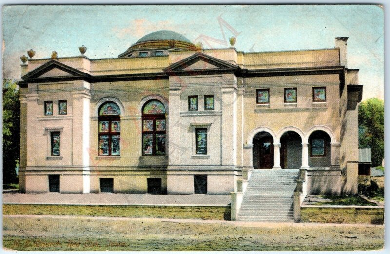 c1910s Red Oak, IA ME Church Methodist Chapel Litho Photo Postcard JT Faber A167