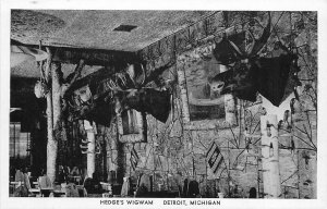 1930s Detroit Michigan Hedge's Wigwam restaurant Postcard occupation 24-10426