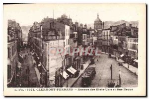 Old Postcard Clermont Ferrand Avenue of the US and the Rue Neuve