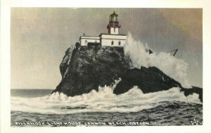 Cannon Beach Oregon Lighthouse Tillamook 1940s RPPC Photo Postcard 21-3133