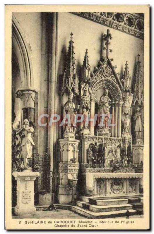 Postcard Old St Hilaire Du Harcouet Interior Sacre Coeur Chapel of & # 39Egli...