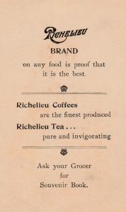 Trade Advertisement Richelieu Brand Coffee and Tea - Pretty Girl picking Flowers