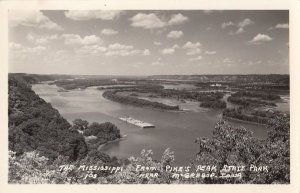 Postcard RPPC The Mississippi River from Pike's Peak State Park McGregor Iowa