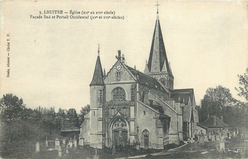 Postcard France Lhutre eglise facade cemetery