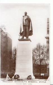 London Postcard - President Roosevelt's Memorial Statue - Real Photo  Ref 17578A