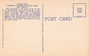 Totem pole, Carlsbad Caverns National Park, New Mexico, Early Postcard, Unused