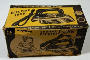 Vintage Sunny Suzy Chrome Plated Electric Iron #304 Pittsburgh Pa Box Works VG