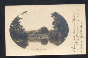 RPPC MILFORD ILLINOIS RIVER VIEW BRIDGE VINTAGE REAL PHOTO POSTCARD