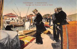 Thessaloniki Greece Amiralissime Boat Pier Antique Postcard K81867