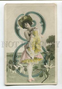 3129815 ART NOUVEAU Number 8 BALLET DANCER Vintage PHOTO PC