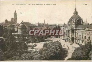 Postcard Old Strasbourg Place de la Republique and Palais du Rhin