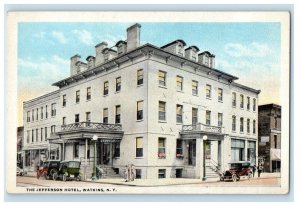 c1930's The Jefferson Hotel Building Cars Watkins New York NY Vintage Postcard 