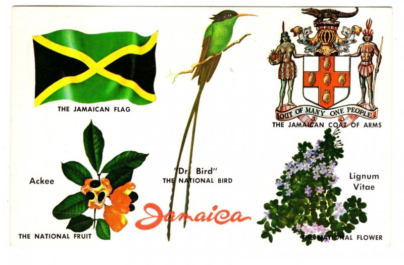 Flag, Fruit, Bird, Coat of Arms, Flower of Jamaica, Used 1971