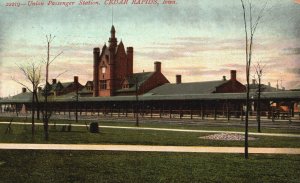 1908 Union Passenger Station Railroad Operation Cedar Rapids IA Posted Postcard