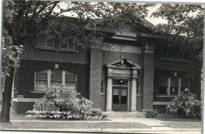 MILTON JCT WI MASONIC TEMPLE VINTAGE REAL PHOTO POSTCARD RPPC