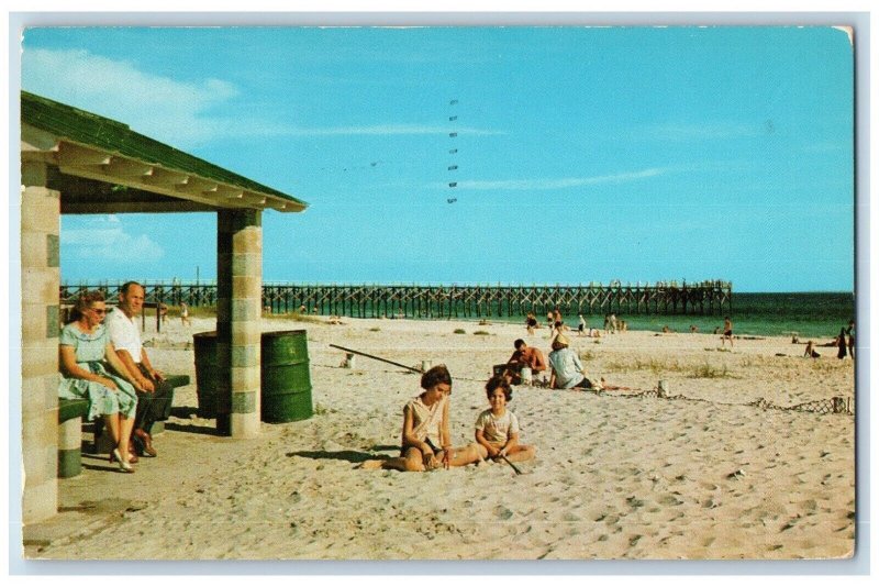 1958 Wayside Park Fort Walton Beach Destin Fishing Pier Sand Florida FL Postcard