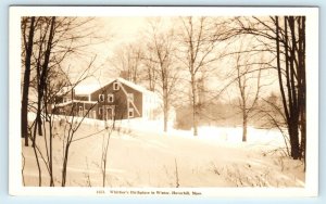 RPPC HAVERHILL, MA Massachusetts WHITTIER'S BIRTHPLACE~Winter  c1930s  Postcard