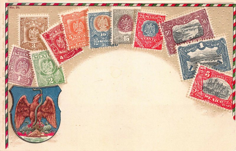 Mexico Stamps on Early Embossed Postcard, Unused, Published by Ottmar Zieher