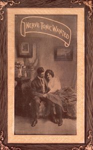 Vintage Postcard Lovers Couple Sitting On Couch Moments Together Romance