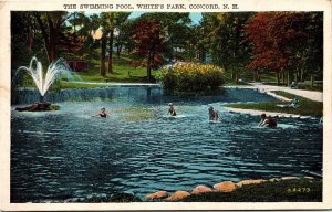 Postcard NH Concord Children Playing in Swimming Pool at White's Park 1920s S89