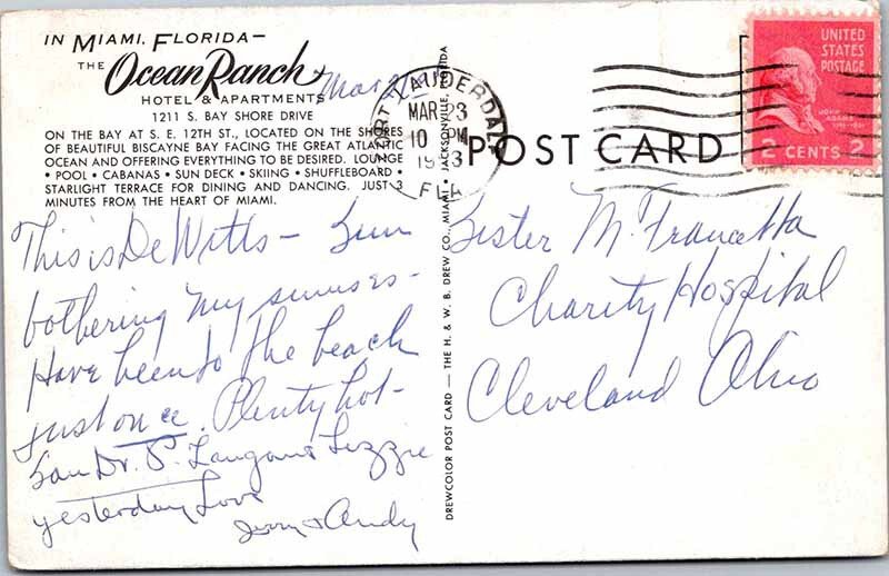 Postcard HOTEL SCENE Miami Florida FL AL6580