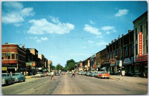 VINTAGE POSTCARD CHICAGO ROAD IN STURGIS MICHIGAN 1950s [MULTIPLE SIGNAGE]