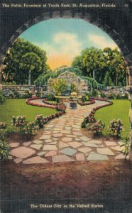 USA Florida St Augustine The Patio Fountain of Youth Park Vintage Postcard 07.56