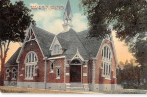 De Land Florida view from street Grace M. E. Church vintage pc CC698