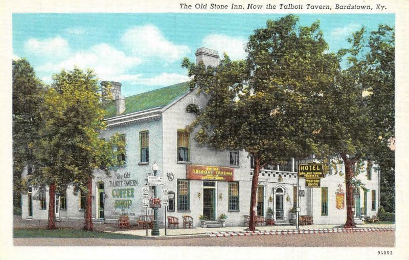 BARDSTOWN, KY Kentucky  TALBOTT TAVERN~Former Old Stone Inn  c1940's Postcard