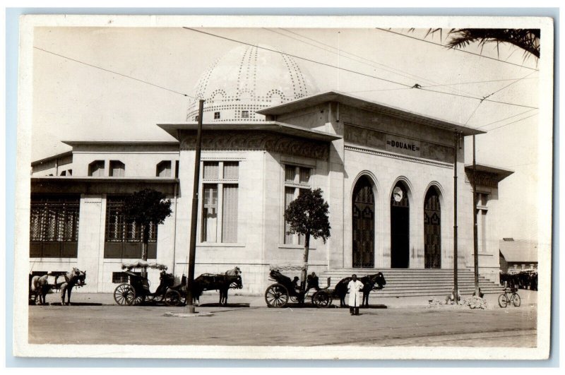 c1950's Tunisia Customs Horse Carriage Posted Vintage RPPC Photo Postcard