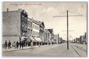 c1910 Busy Day Street Building Broadway 7th Ave Gary Indiana IN Vintage Postcard