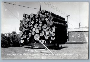 Logs In Memory Of By Gone Days Grand Rapids Minnesota MN RPPC Photo Postcard