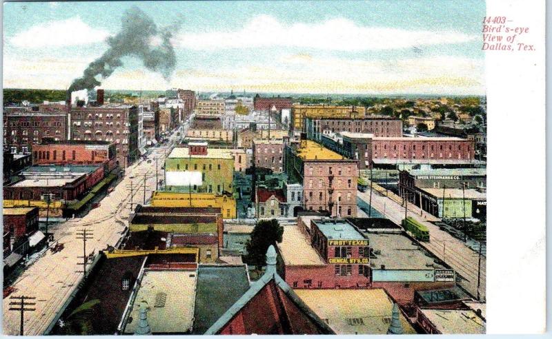 DALLAS, TX Texas   BIRDSEYE VIEW of  CITY  c1900s   Postcard