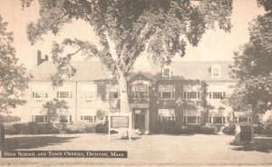 Vintage Postcard High School Building And Town Offices Dighton Massachusetts MA