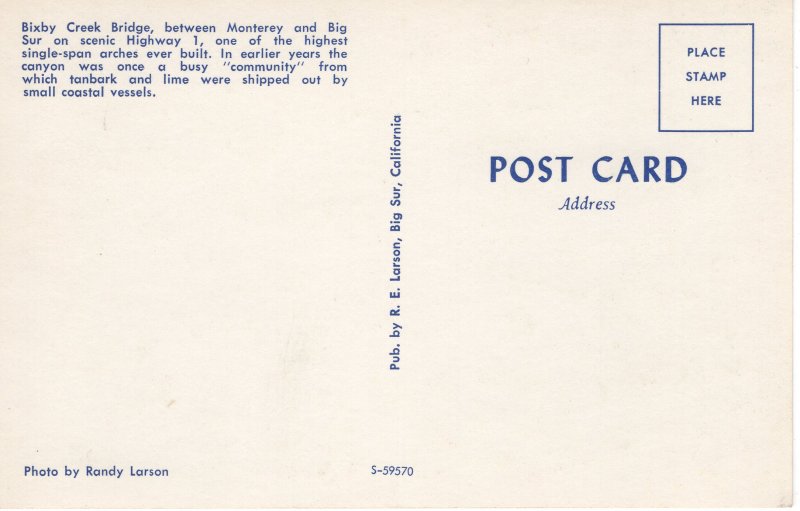 US    PC4704  BIXBY CREEK BRIDGE BETWEEN MONTEREY & BIG SUR, CA