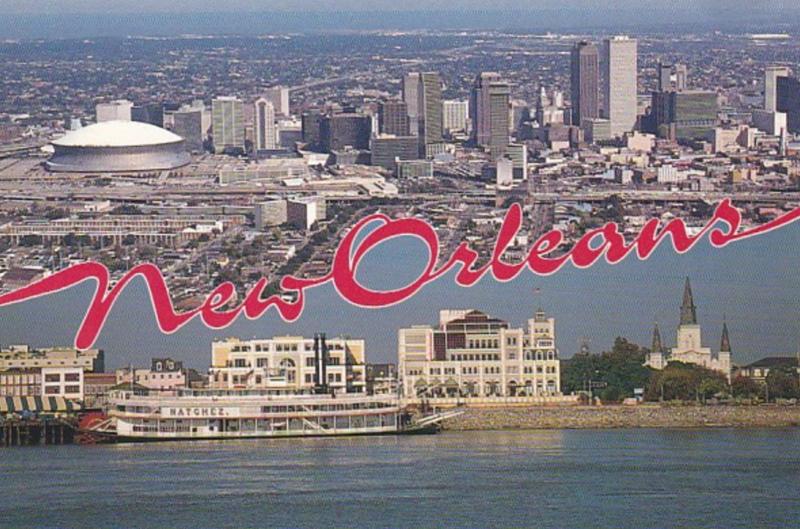 Louisiana New Orleans Waterfront & Skyline Showing Superdome