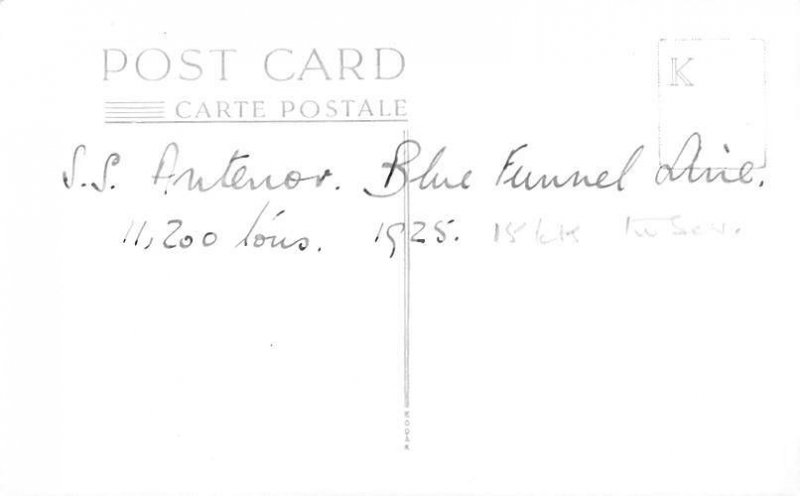 SS Antenor Blue Funnel Line Ship Writing on back 