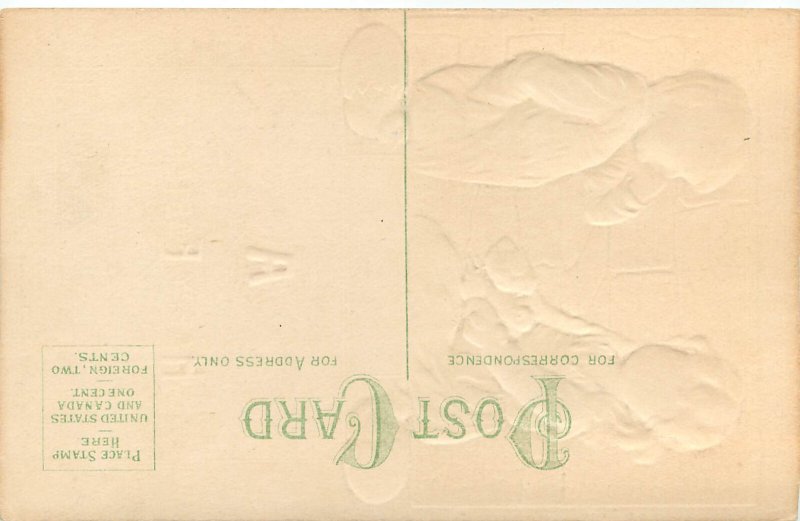 Embossed Easter Postcard Children With Chick 720 Arts & Crafts Vignette