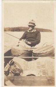RP: WEST OUTLET , Maine , 1938 ; Man Fishing Trip #3