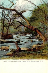 Providence, RI Rhode Island HUNTS MILLS Stream/Creek ca1900's ROTOGRAPH Postcard