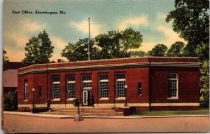 Skowhegan Maine Post Office Building Streetview Linen Cancel WOB Postcard 