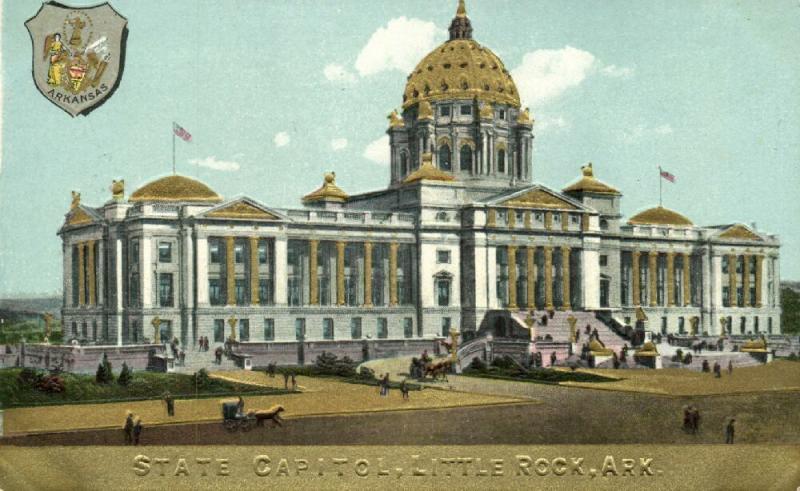 Little Rock, Arkansas, State Capitol, Coat of Arms (1910s) Gold Embossed