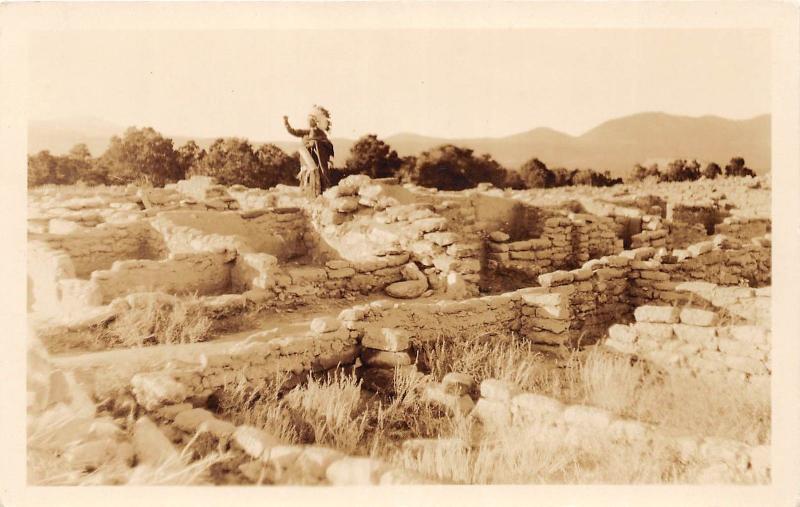 E47/ Native American Indian RPPC Postcard c30s Tafoya Puye Cliffs New Mexico 2