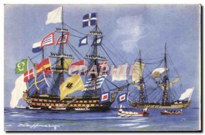 Old Postcard Illustrator Haffner Boat Grand Pavois Sailing