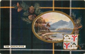 c1910 Tuck Scottish Clans Postcard Ser. IV; The MacAlpine Tartan, Badge Unposted