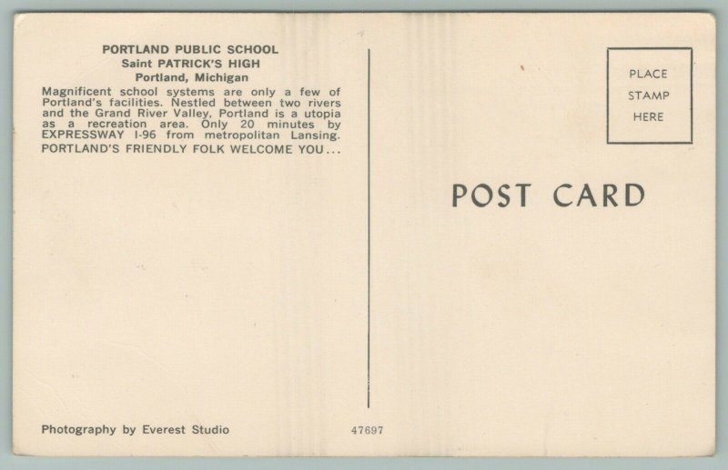 Portland Michigan~High School~St.Patrick's High~2 Views~Flag Pole~1960's